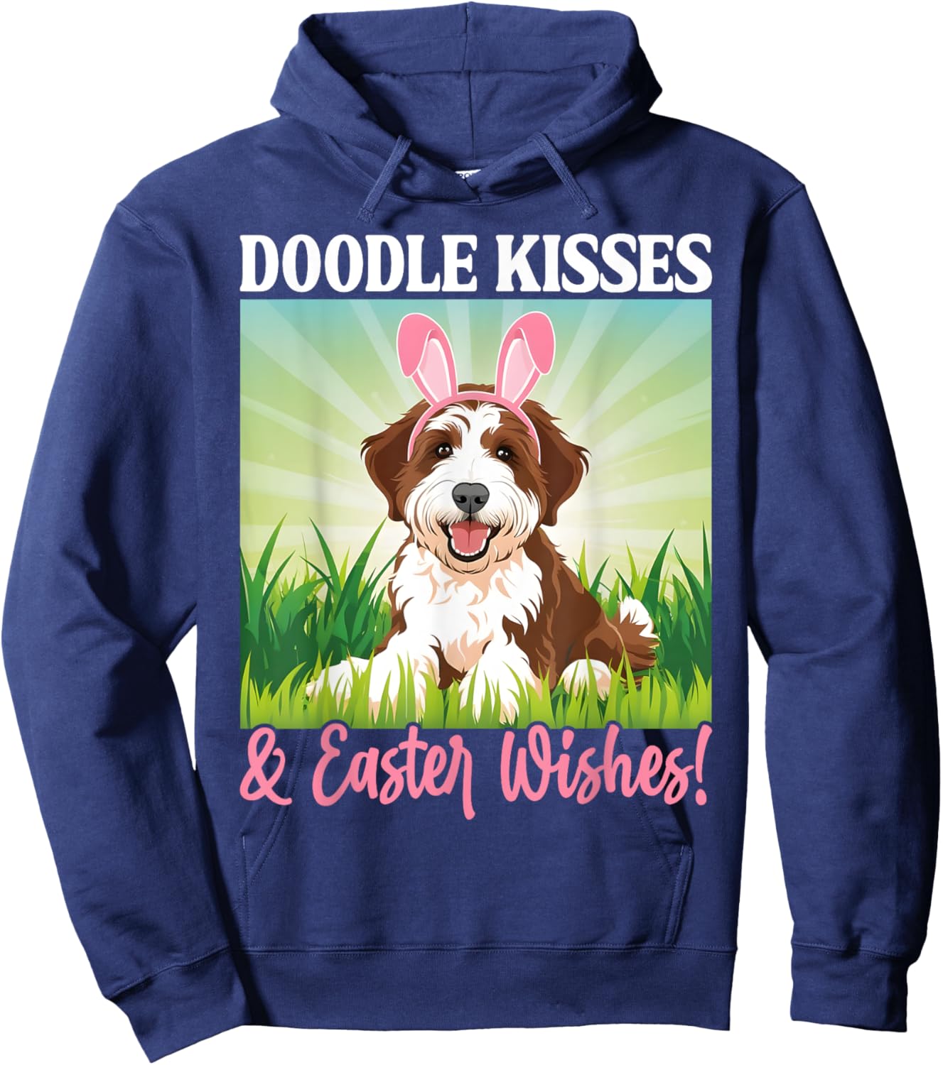 Easter Doodle Bunny Kisses Spring Dog Pet Lover Hoodie - Hoodie | Navy