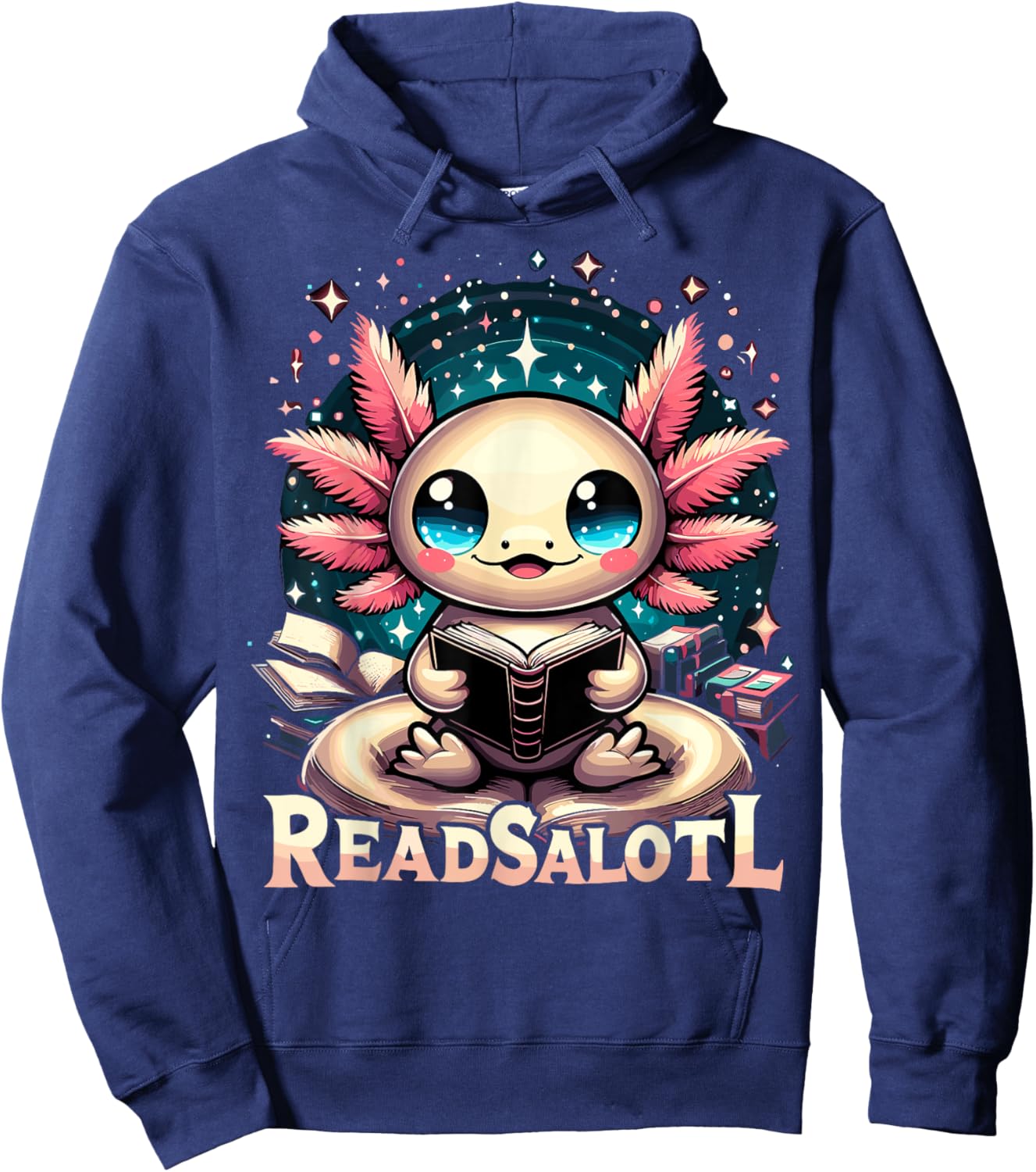 Axolotl Books Lover Readsalotl Reading Bookworm Hoodie - Hoodie | Navy