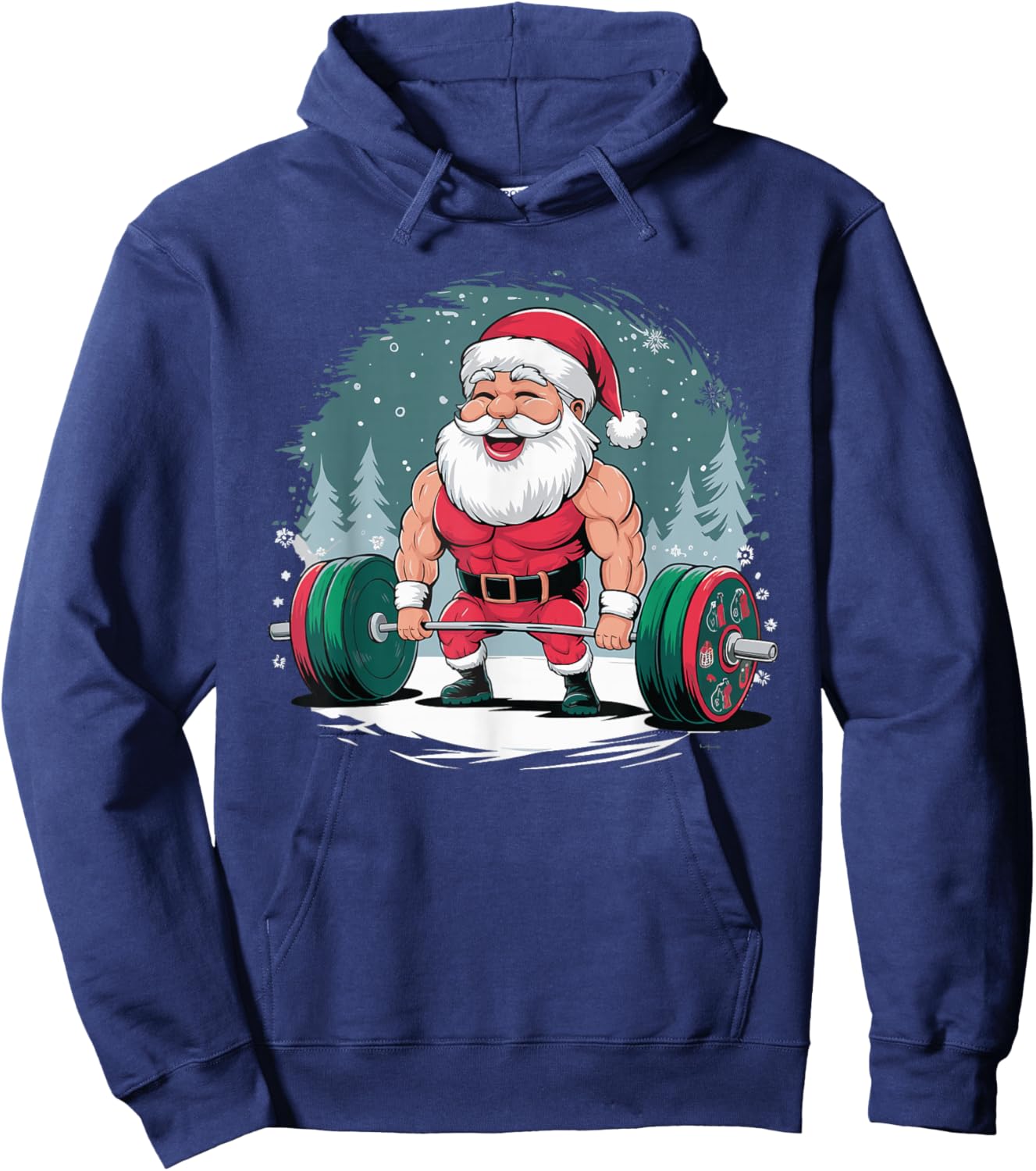 Santa Weightlifting Fitness Bodybuilder Workout Hoodie - Hoodie | Navy