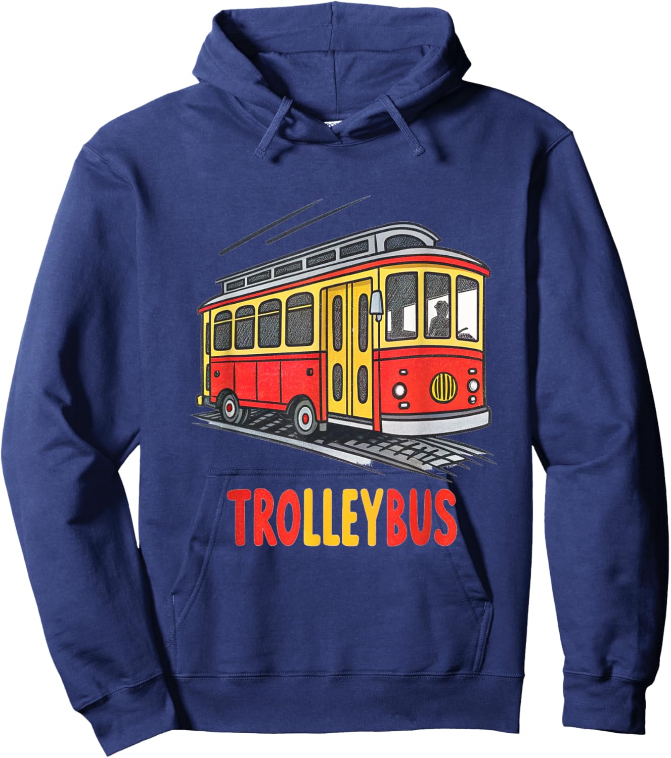 Vintage Style Trolleybus Cartoon Graphic Hoodie - Hoodie | Navy