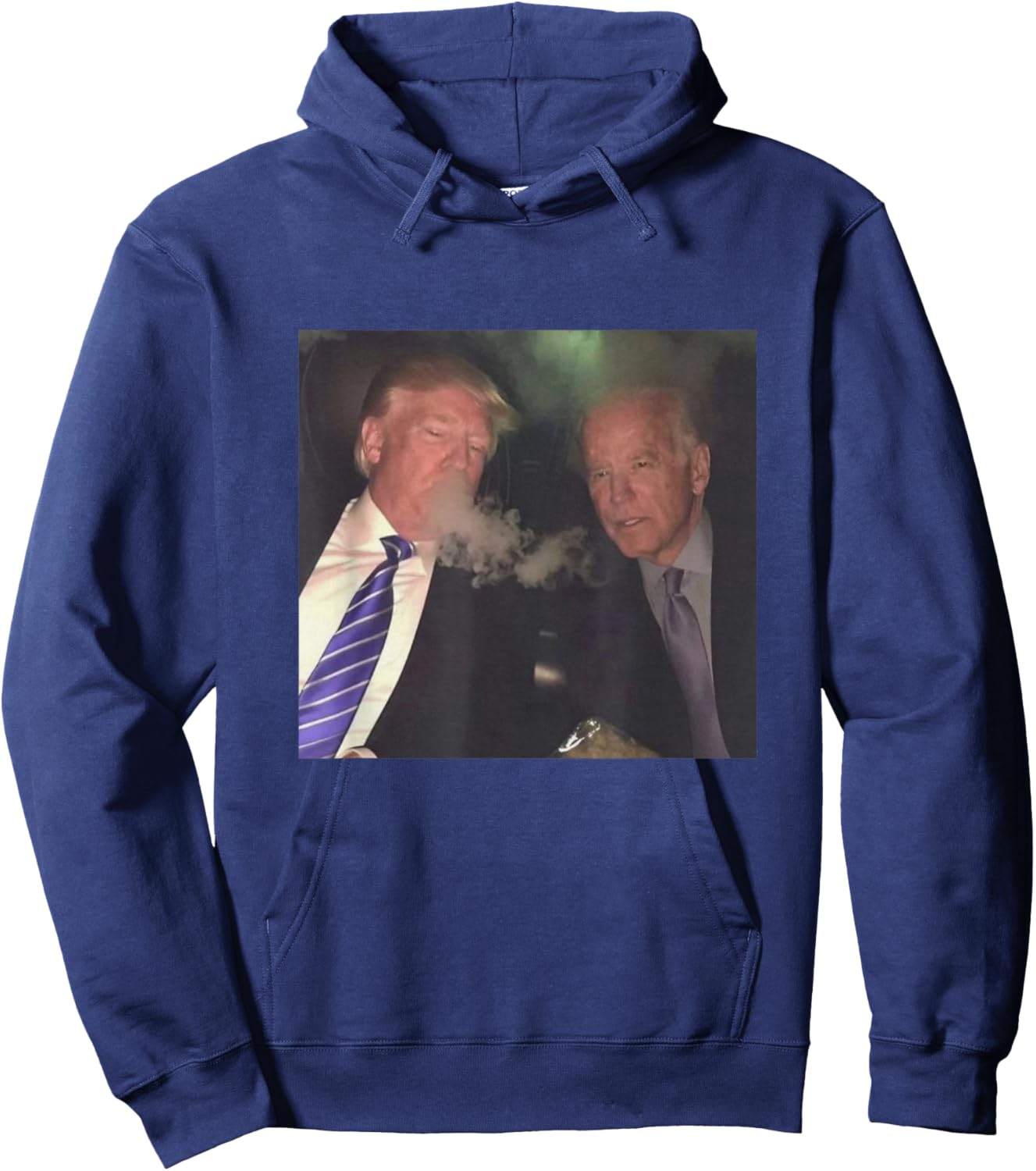 Funny Trump and Biden Smoking Hoodie - Hoodie | Navy