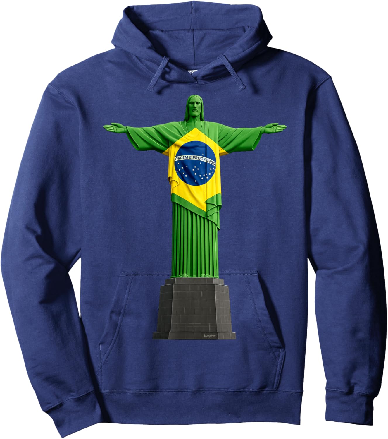 Christ Rédempteur Drapeau du Brésil Hoodie - Hoodie | Navy