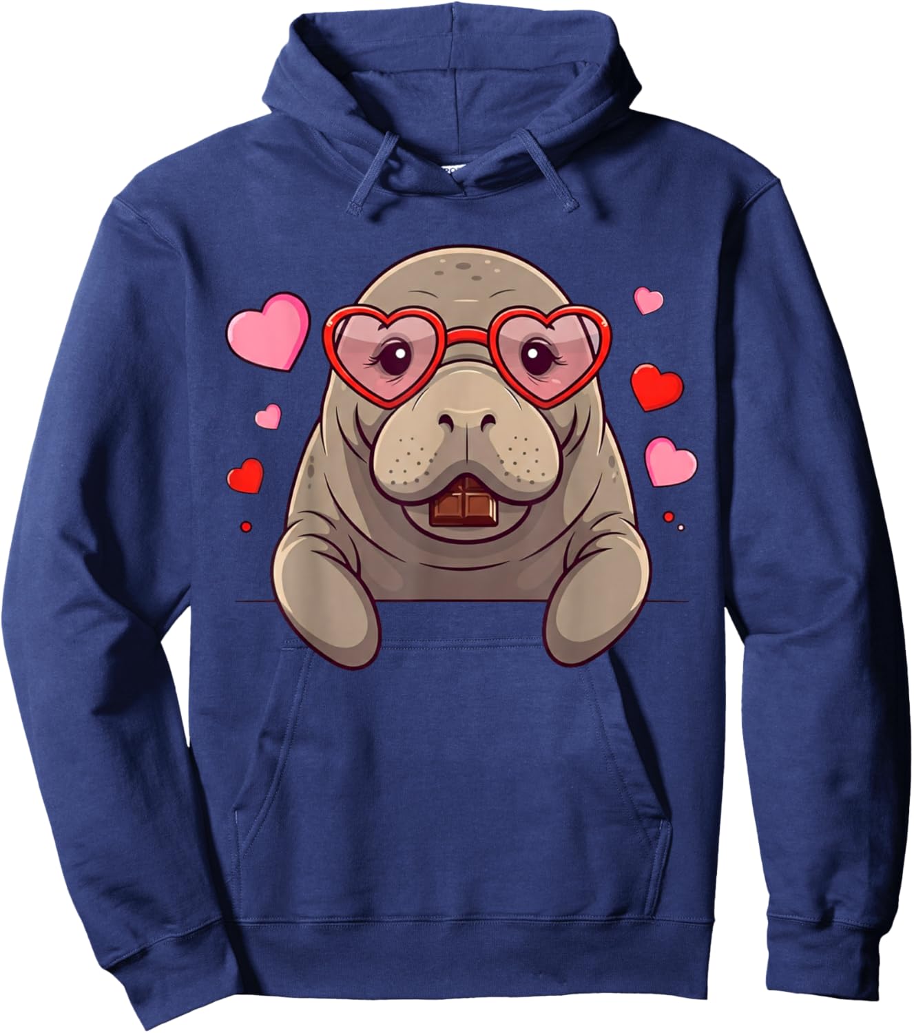 Funny Manatee Heart Chocolate Valentine Kids Hoodie - Hoodie | Navy