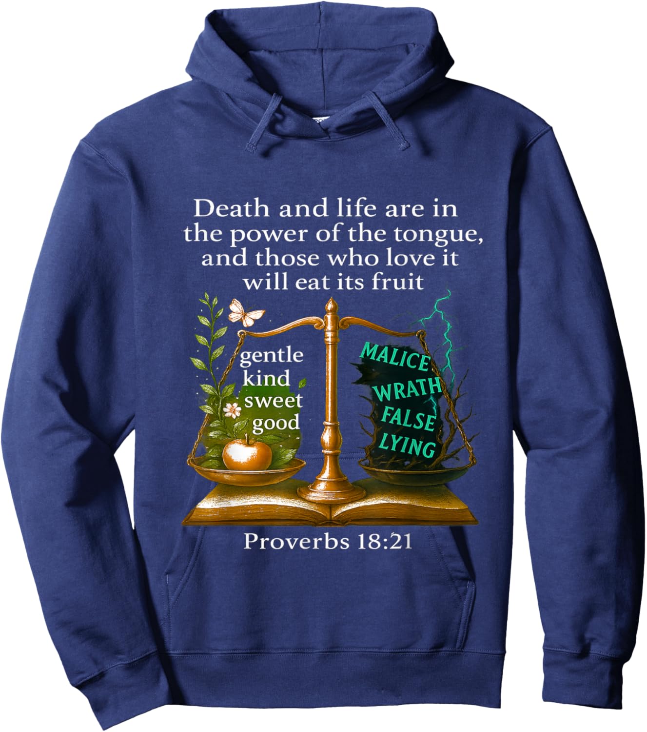 Proverbs 18:21 Bible Verse Hoodie - Hoodie | Navy