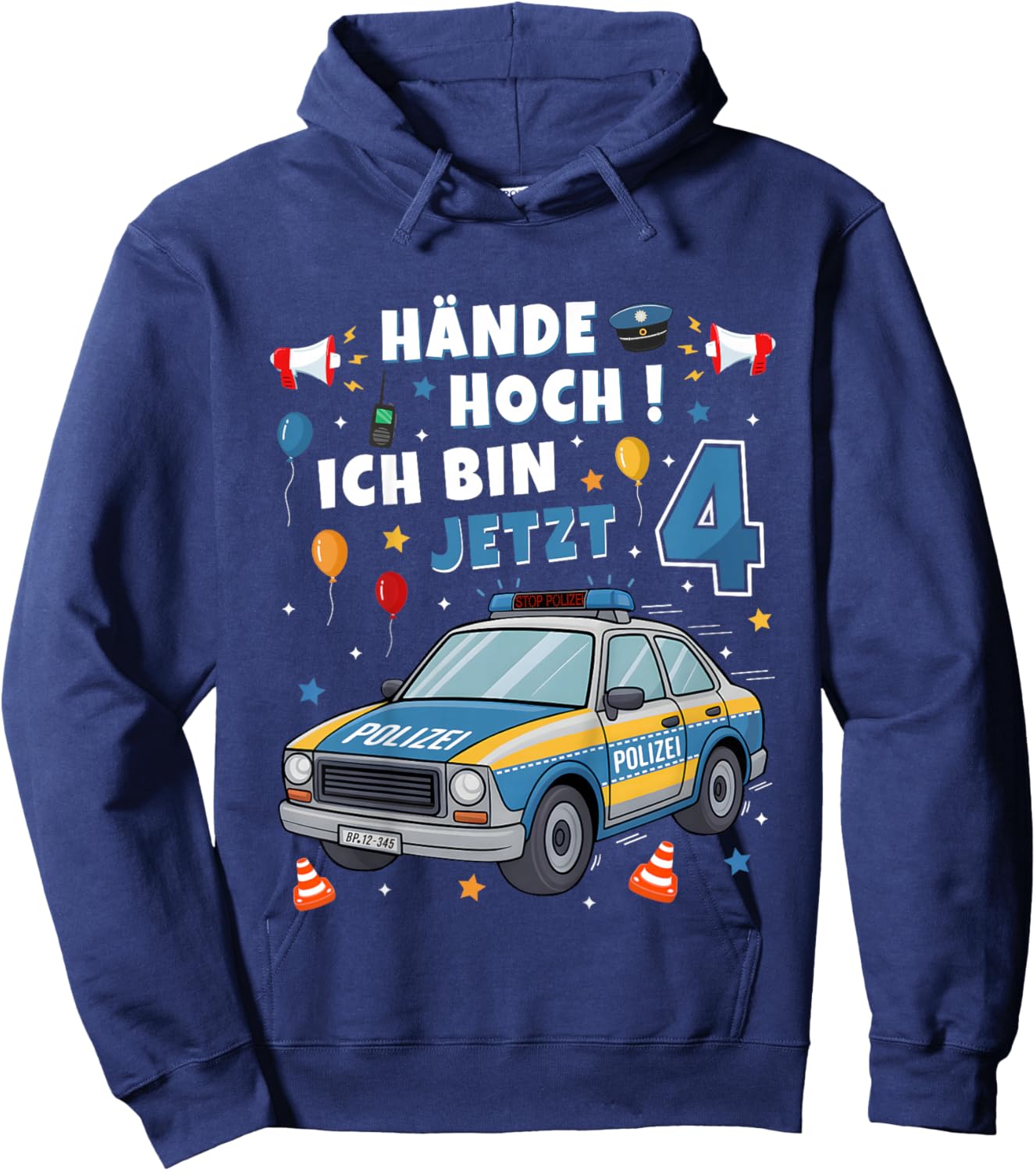 4th Birthday Boy Girl Police Gifts Police Car Hoodie - Hoodie | Navy