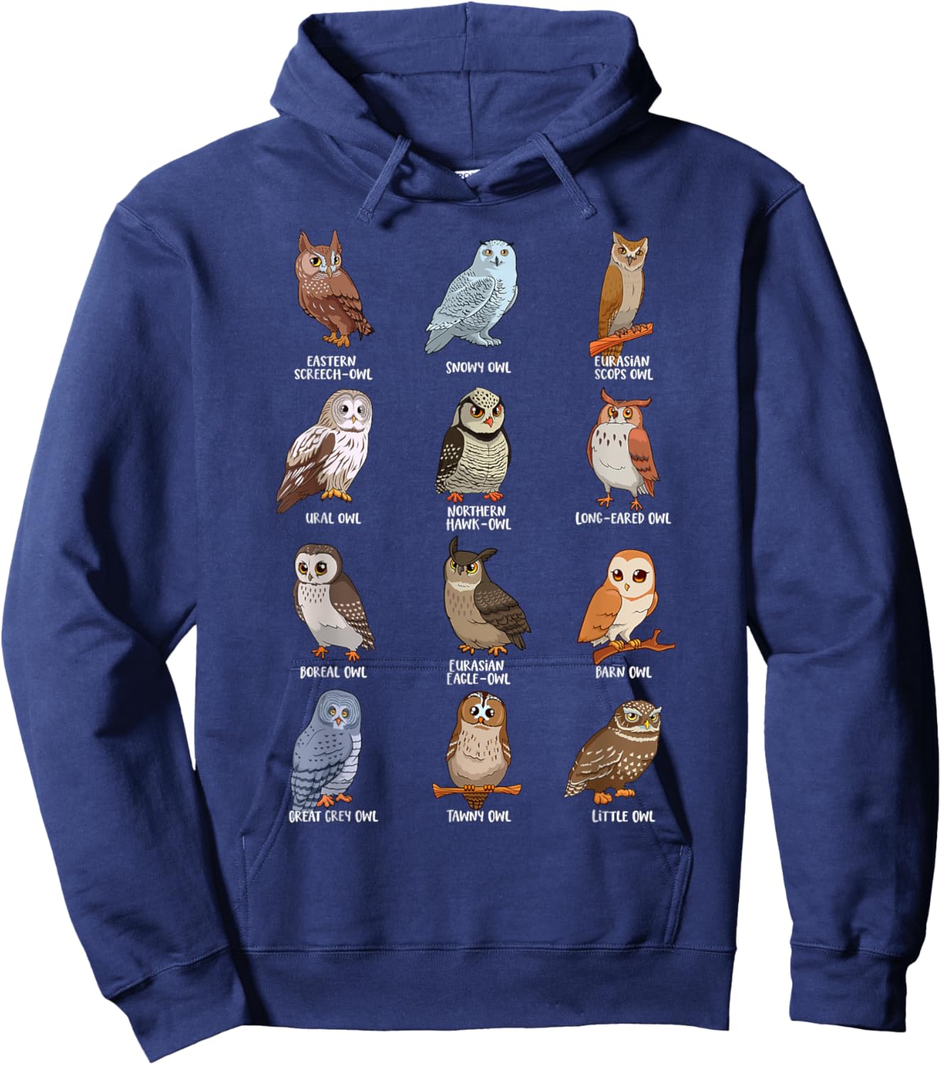 Cartoon Kawaii owls - Owl motif Hoodie - Hoodie | Navy