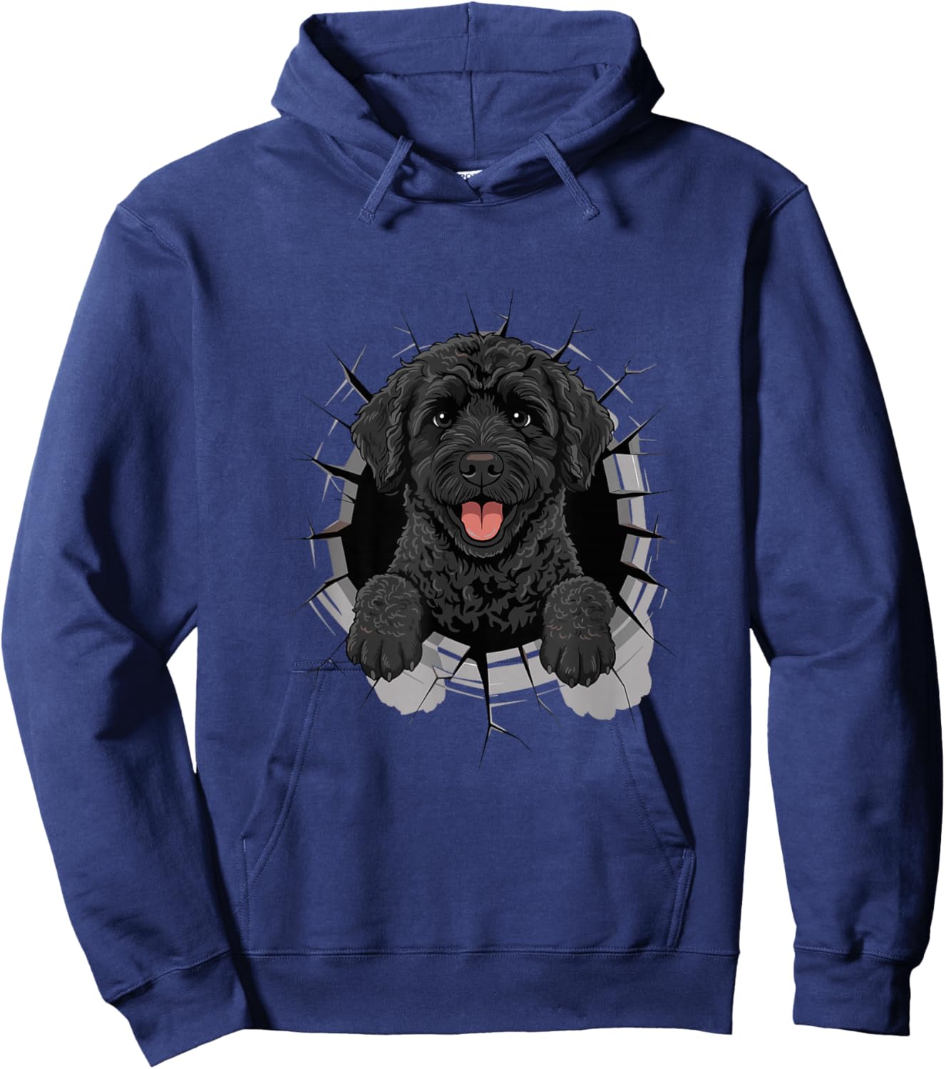 Cracked Wall Portuguese Water Dog Portie Hoodie - Hoodie | Navy