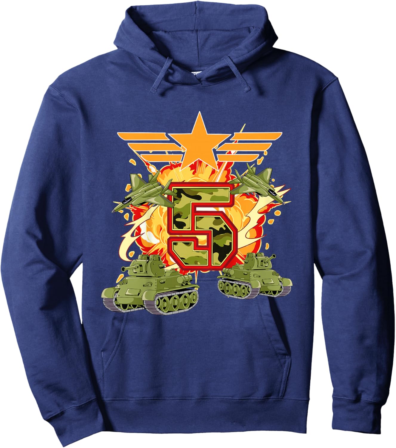 Kids 5th Birthday Army Hoodie - Hoodie | Navy