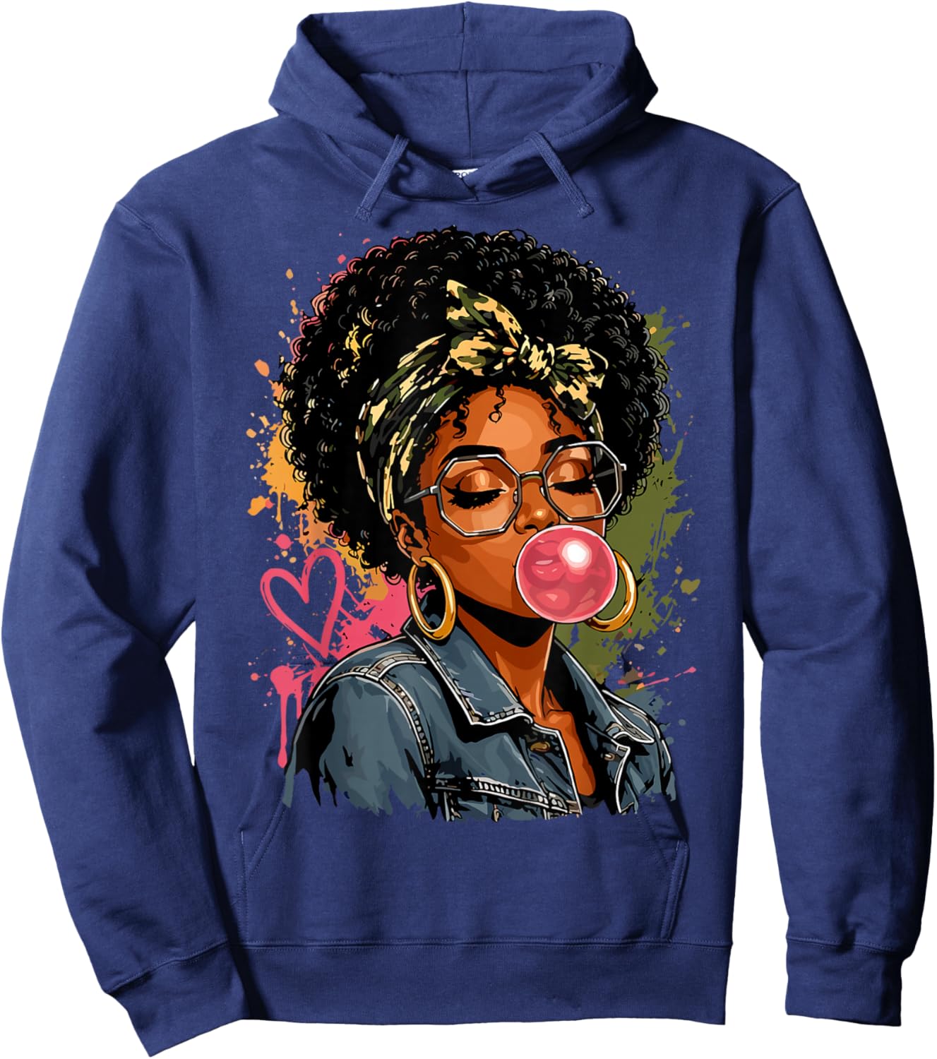 Afro Melanin Girl Bubblegum Hoodie - Hoodie | Navy