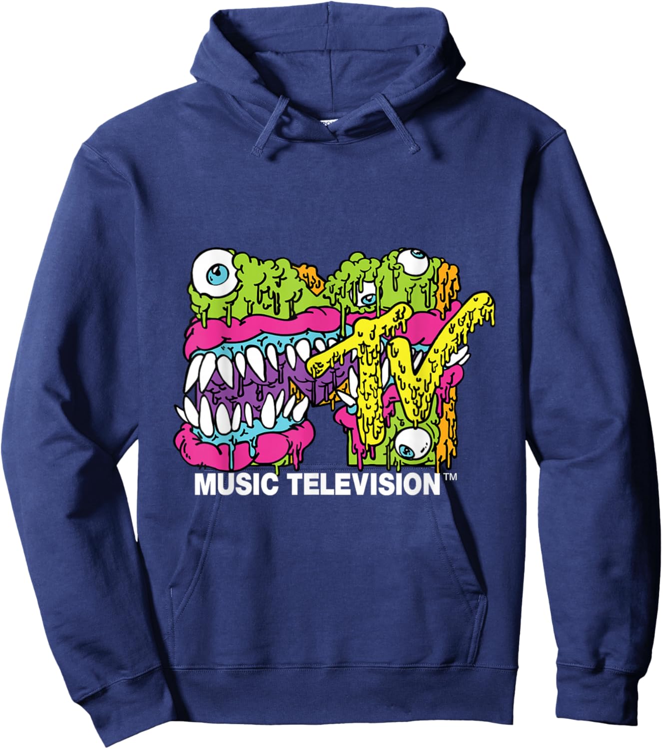 MTV Classic Logo Monster Design Hoodie - Hoodie | Navy