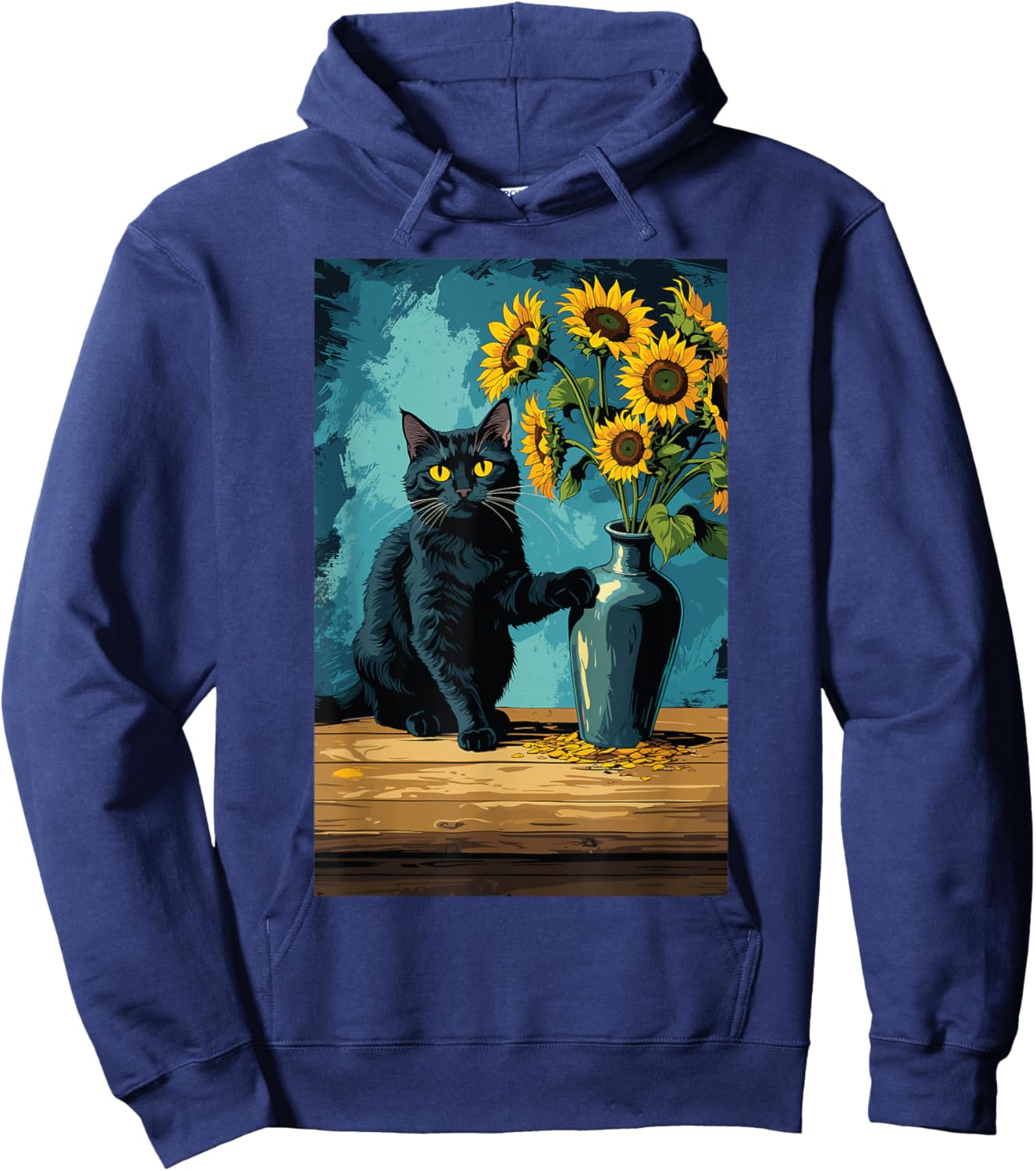 Cat with a flower vase Women Hoodie - Hoodie | Navy