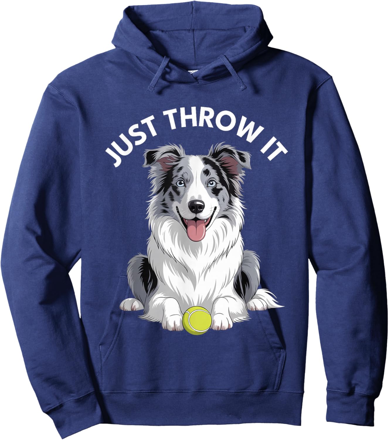 Just Throw It Grey & White Merle Border Collie Hoodie - Hoodie | Navy