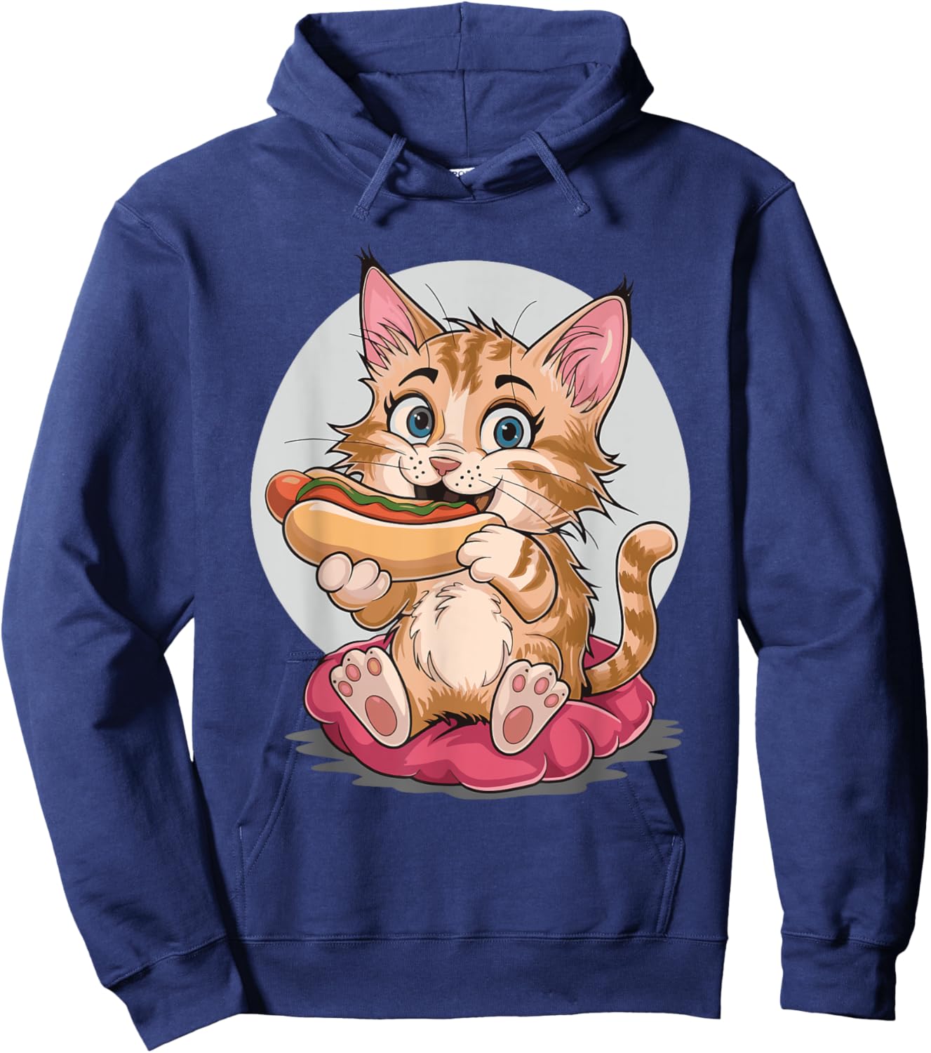 Cat Eating Hot Dog Women Hoodie - Hoodie | Navy