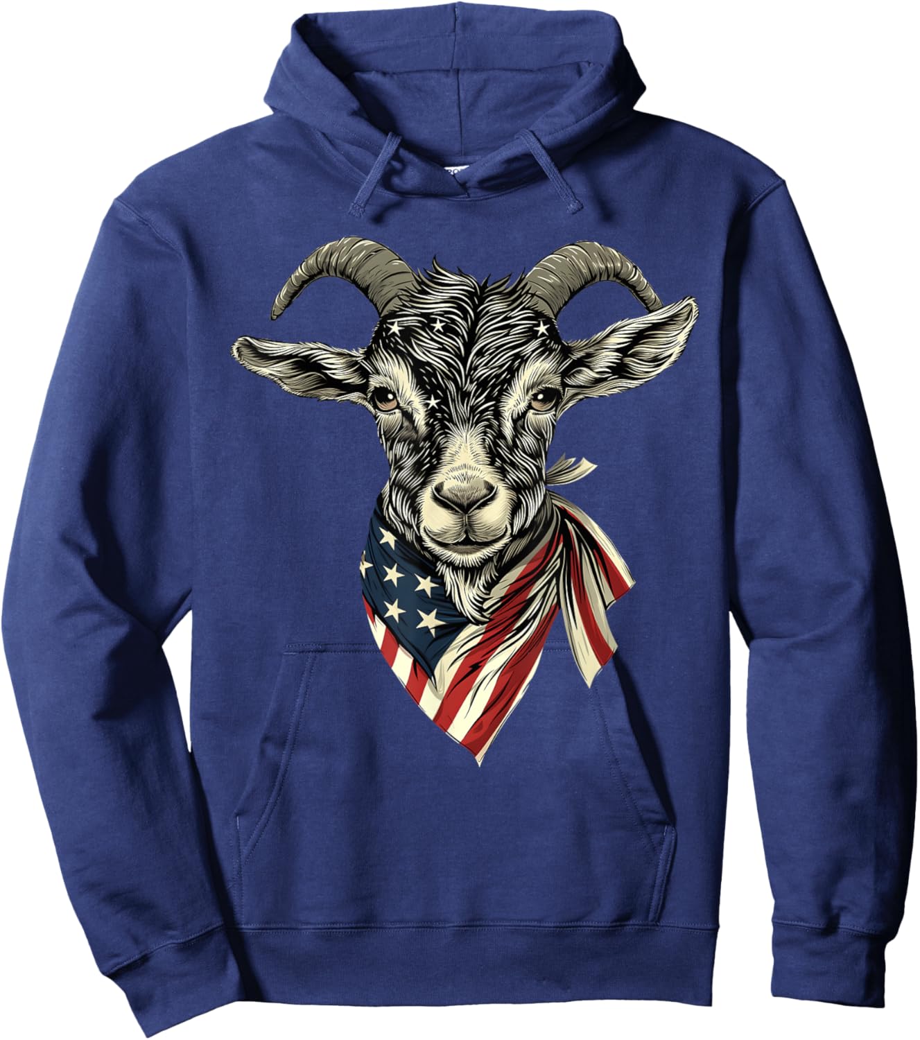 Cool Goat with Bandana and USA Flag Kids Men Hoodie - Hoodie | Navy