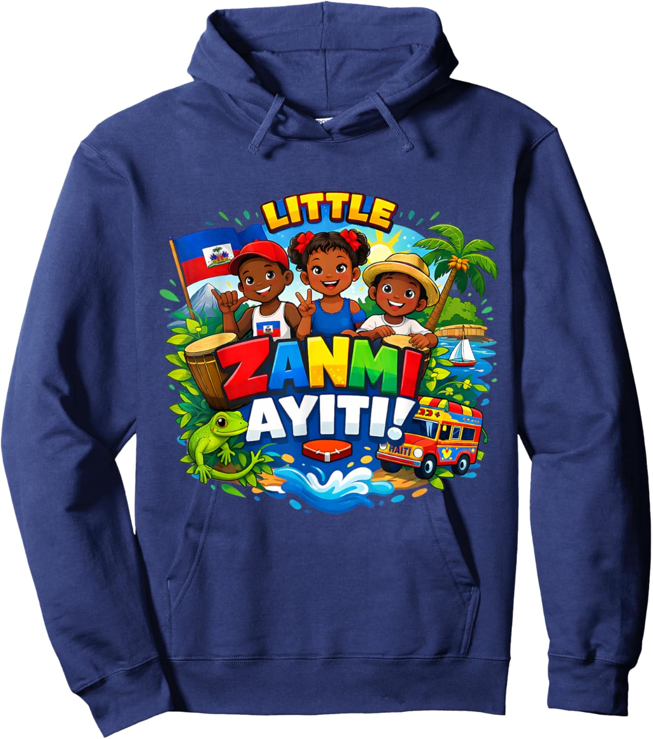 Little Zanmi Ayiti Haitian Kids Pride Hoodie - Hoodie | Navy