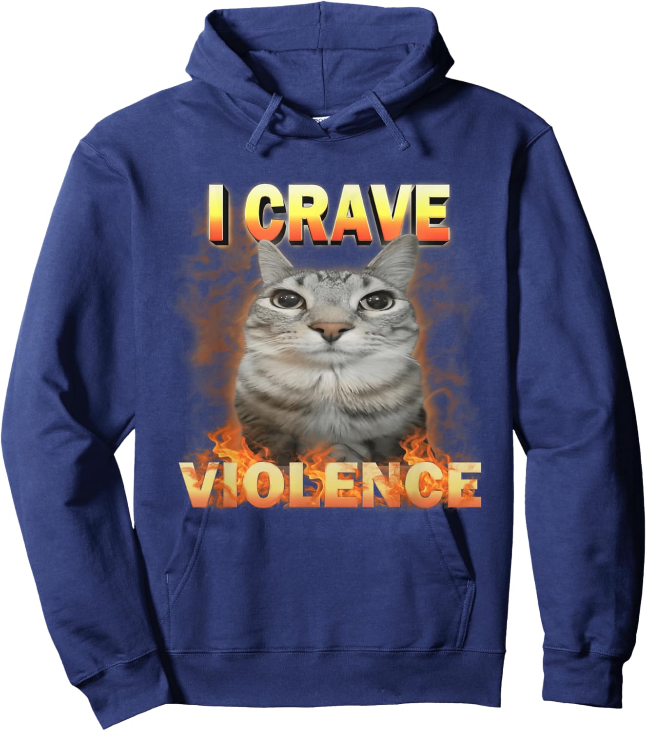 I Crave Violence Funny Cat Meme Hoodie - Hoodie | Navy