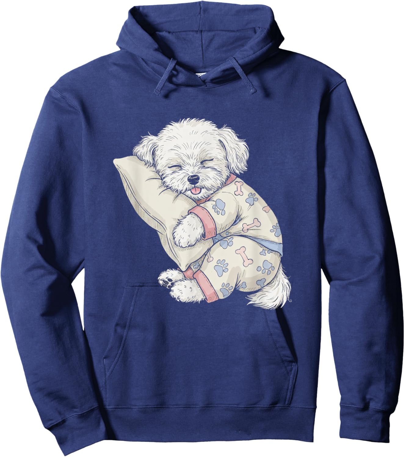 Funny Sleepy Bichon Frise Pajama Men Women Kids Hoodie - Hoodie | Navy
