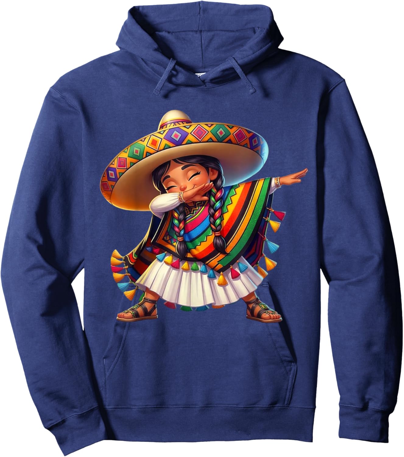 Funny Mexican Dabbing Girl Cinco De Mayo Hoodie - Hoodie | Navy