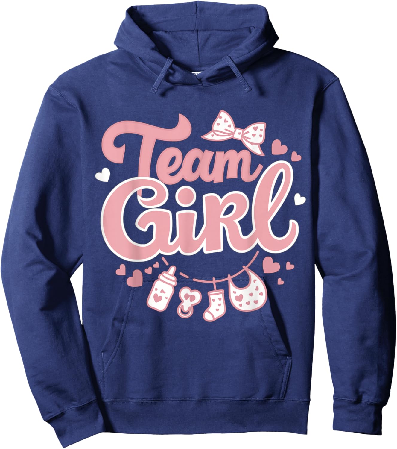 Gender Reveal Party Team Girl Baby Announcement Hoodie - Hoodie | Navy