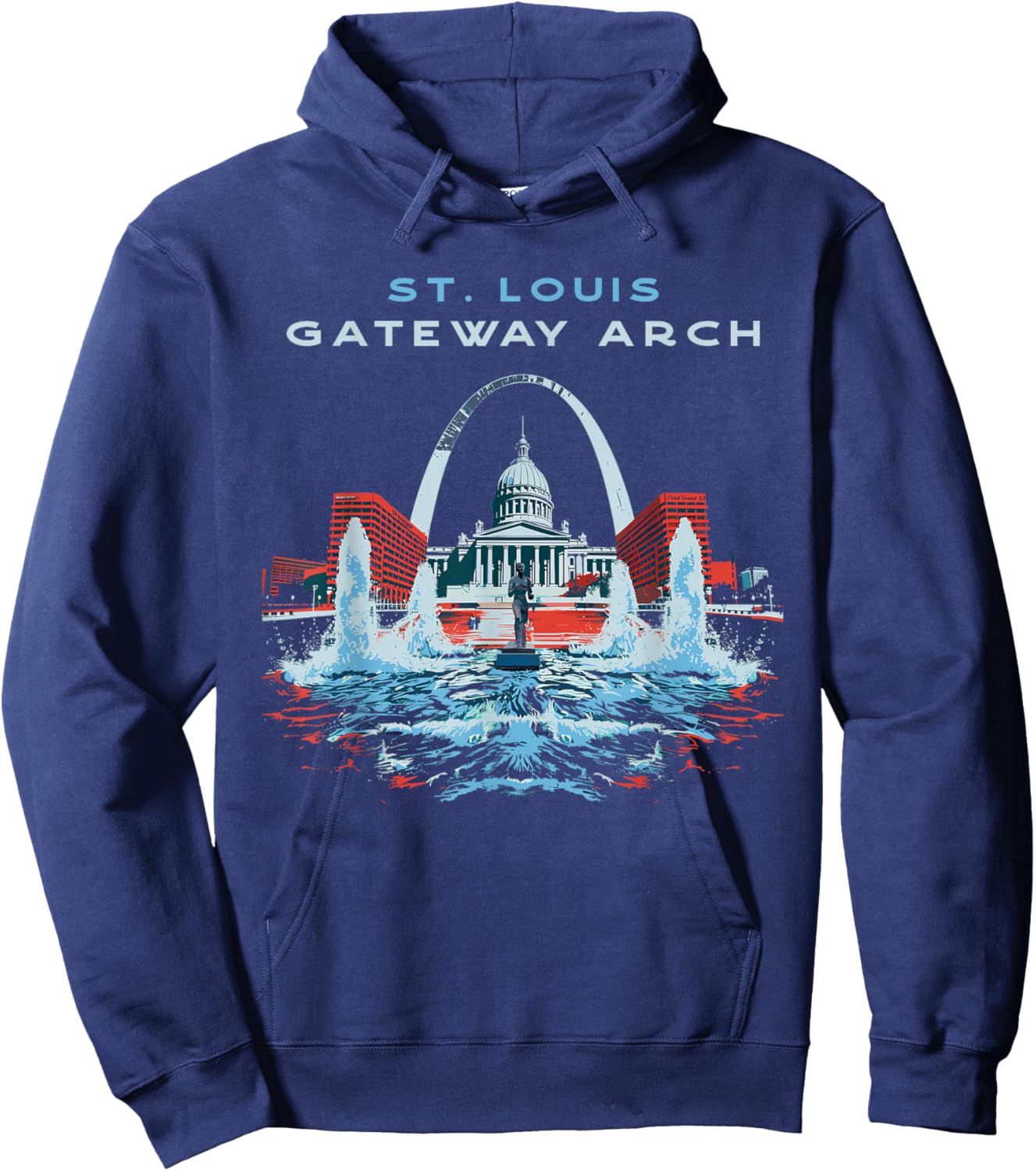 St. Louis Gateway Arch Missouri Retro Vintage Hoodie - Hoodie | Navy