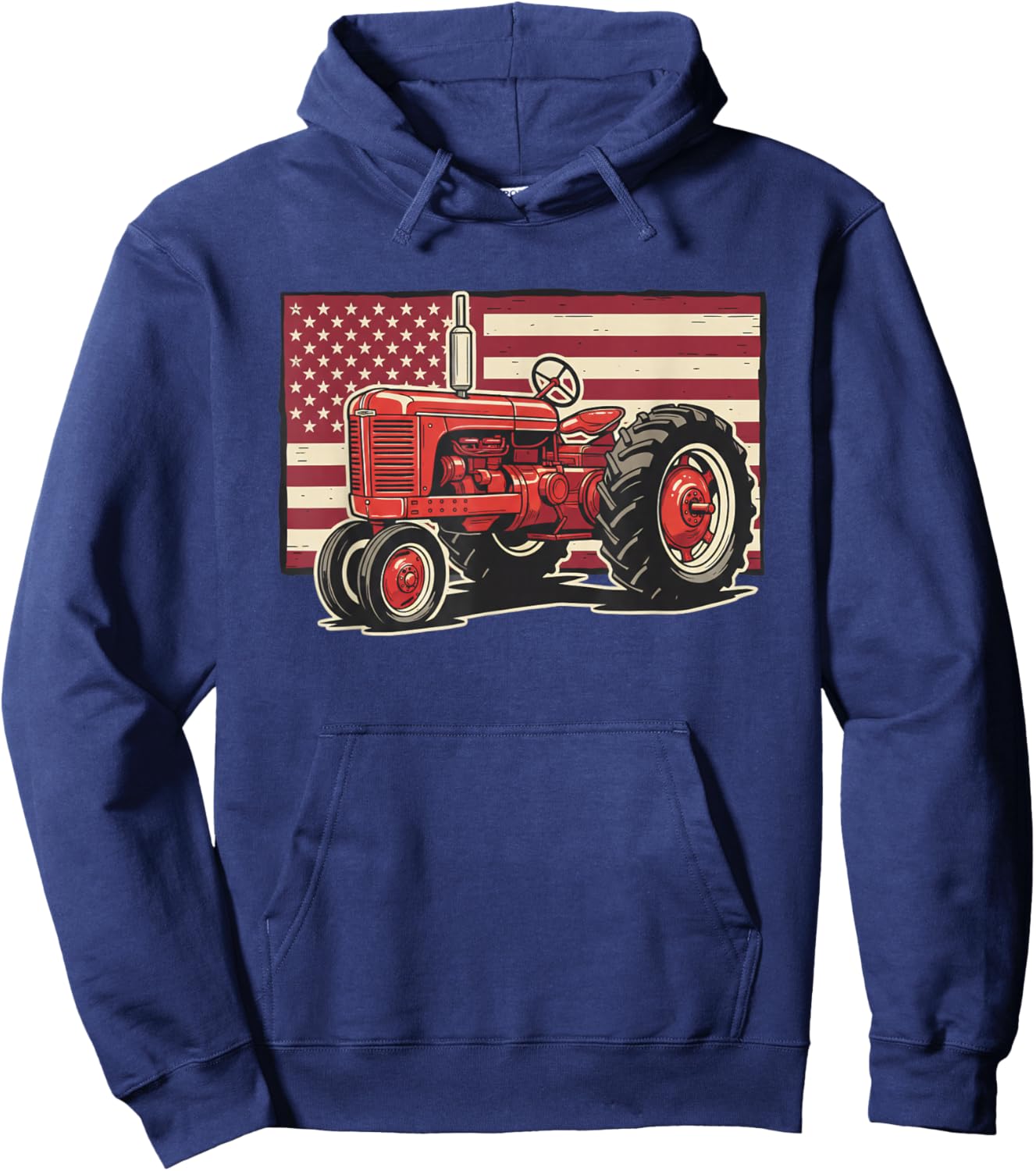 Tractor American Flag Farm Patriotic Kids Boys Hoodie - Hoodie | Navy