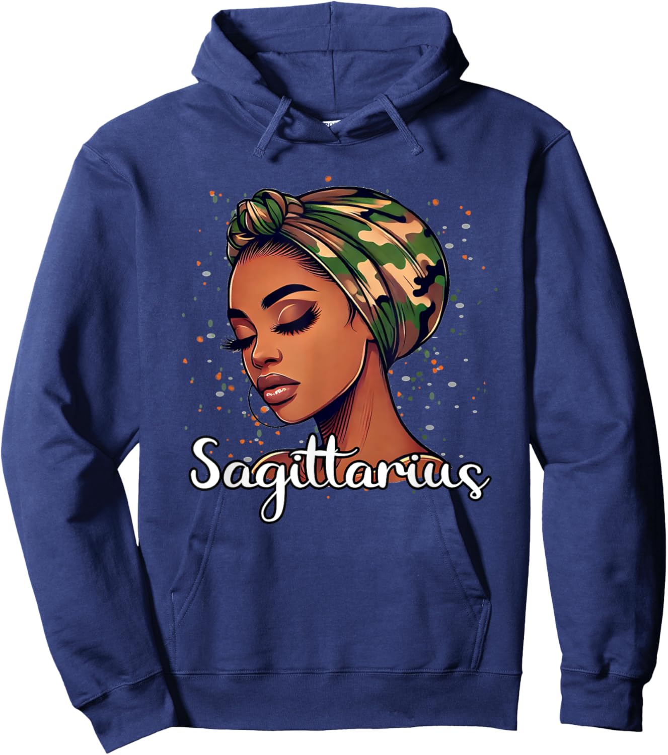 Sagittarius Camo Scarf Black Woman Birthday Hoodie - Hoodie | Navy