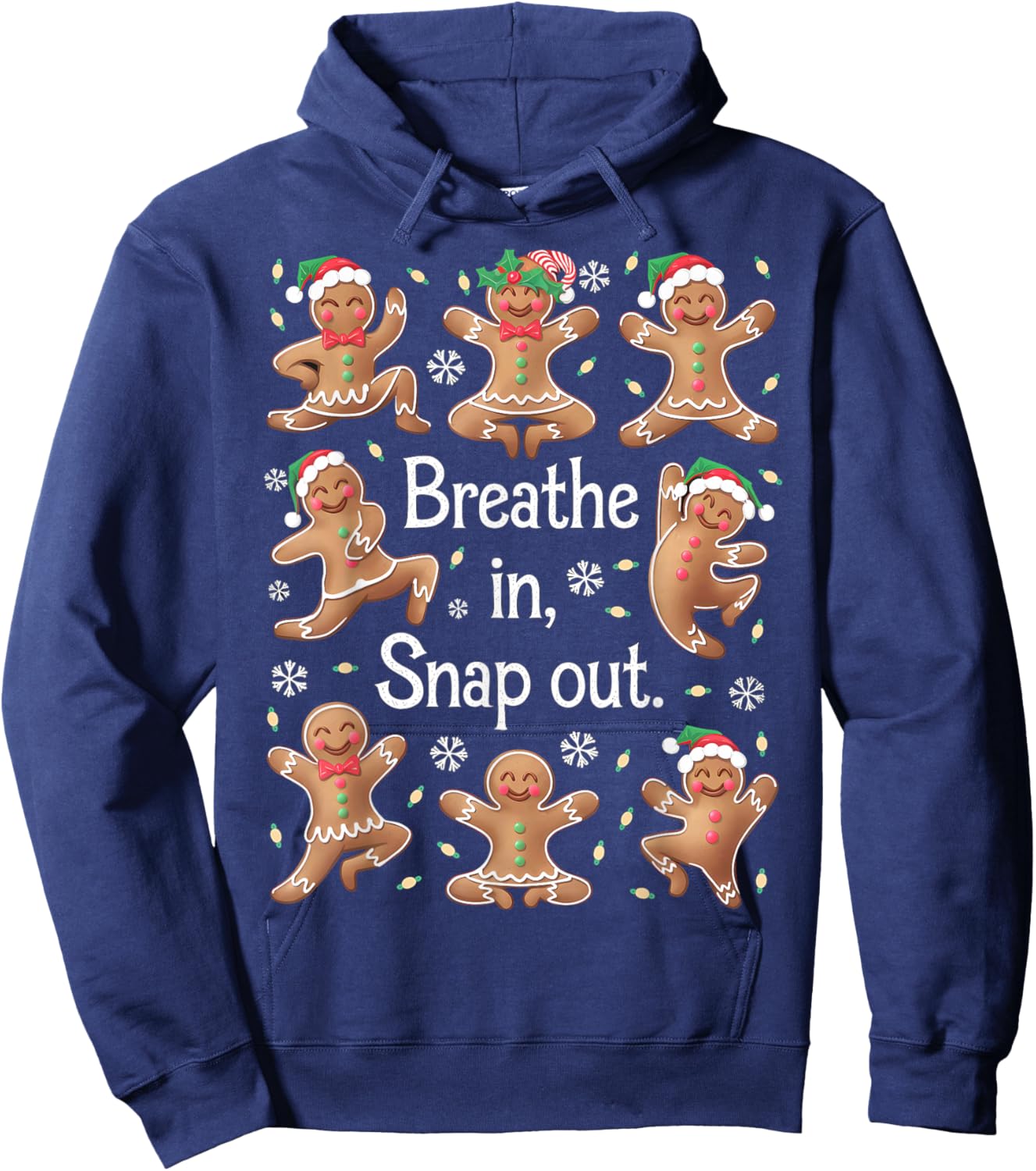 Funny Gingerbread Yoga Pose Christmas Hoodie - Hoodie | Navy