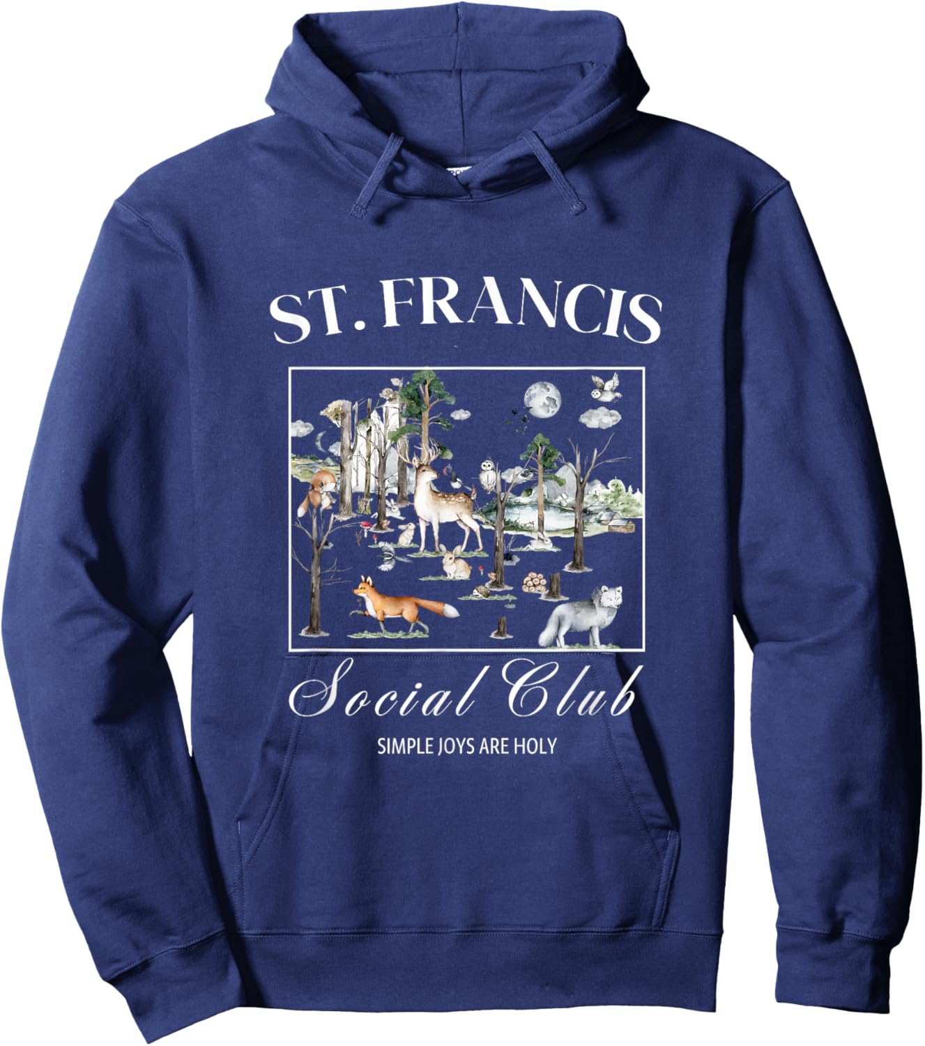 St Francis Assisi Quote Woodland Animals Design Hoodie - Hoodie | Navy
