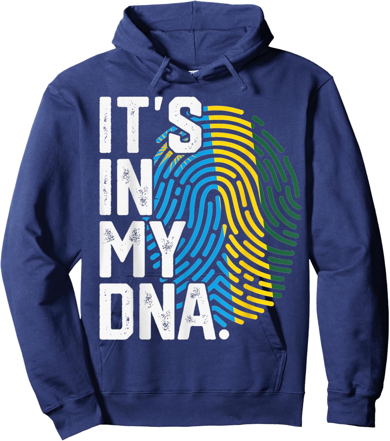 Rwanda Roots Flag Fingerprint Graphic Patriotic Hoodie - Hoodie | Navy
