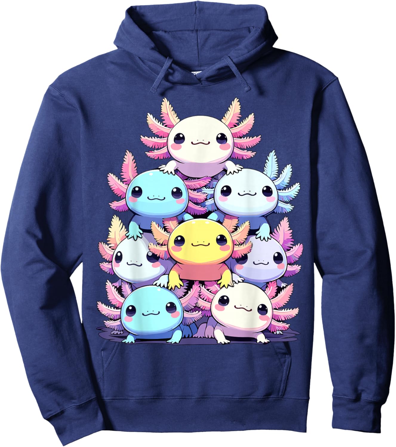 Axolotls Colorful Cute Kawaii Axolotl Hoodie - Hoodie | Navy