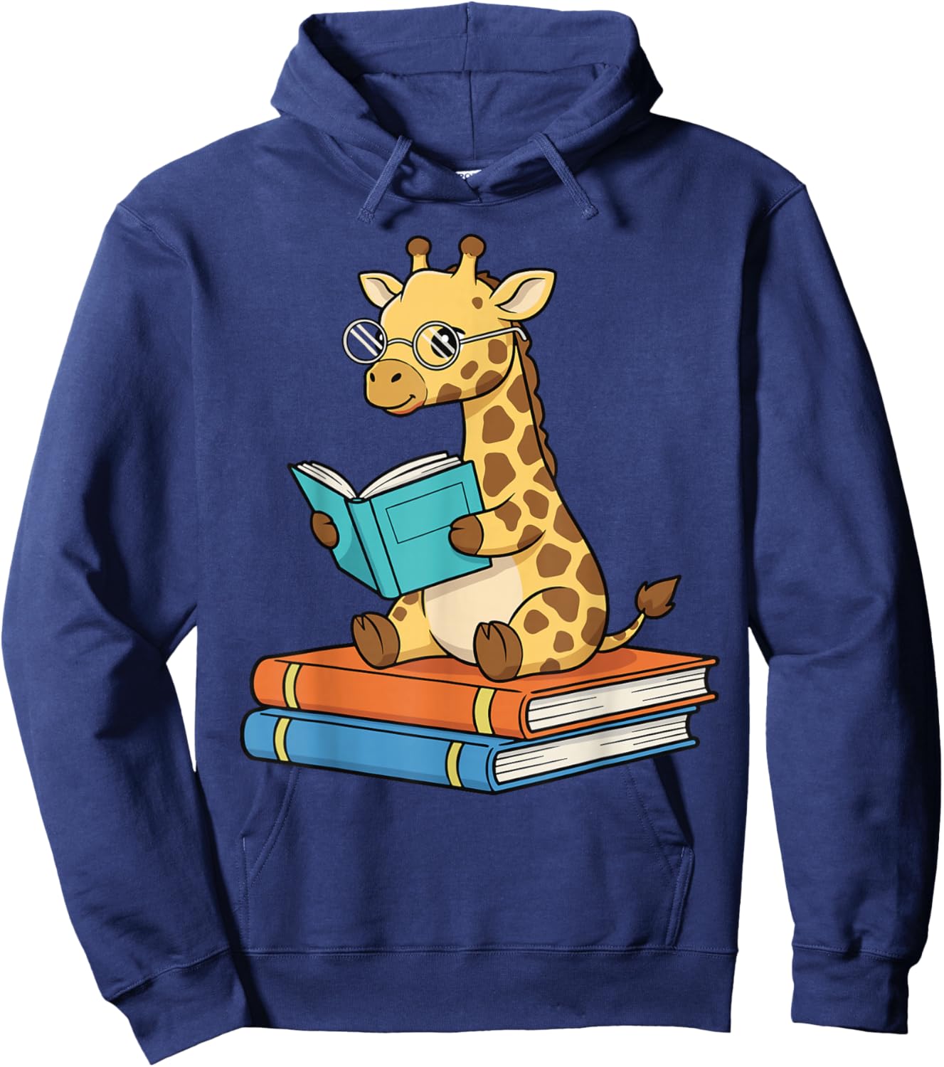 Reading Giraffe Funny Bookworm Safari Animal Hoodie - Hoodie | Navy