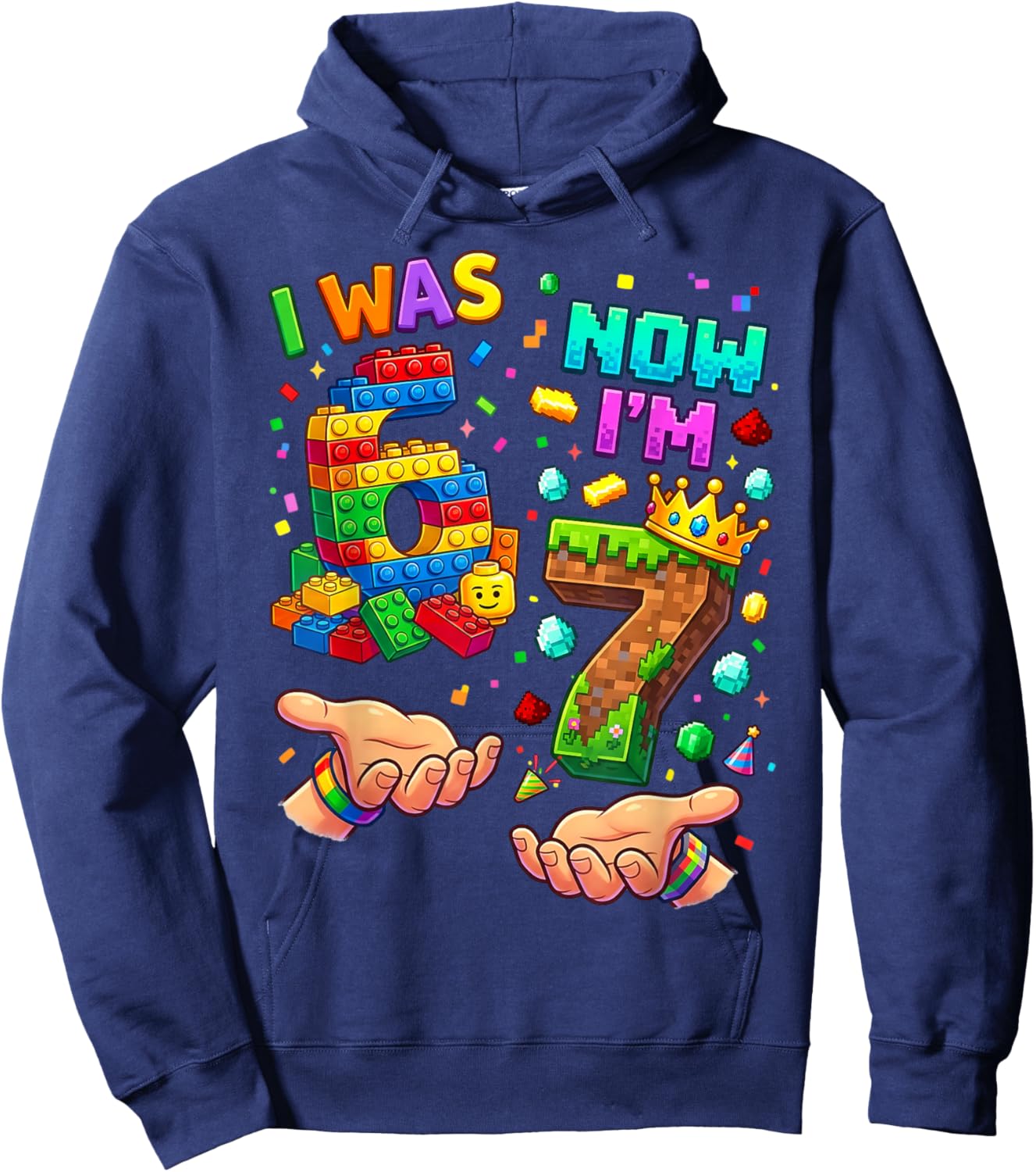I was 6 Now Im 7 I Just Turned 67 Birthday Meme Hoodie - Hoodie | Navy