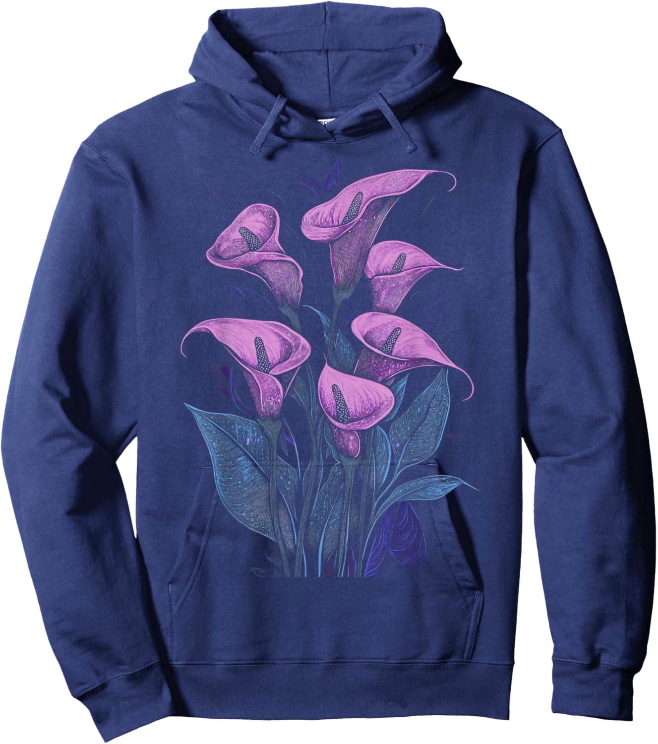 Purple Calla Lily Flower Plant Lover Floral Hoodie - Hoodie | Navy