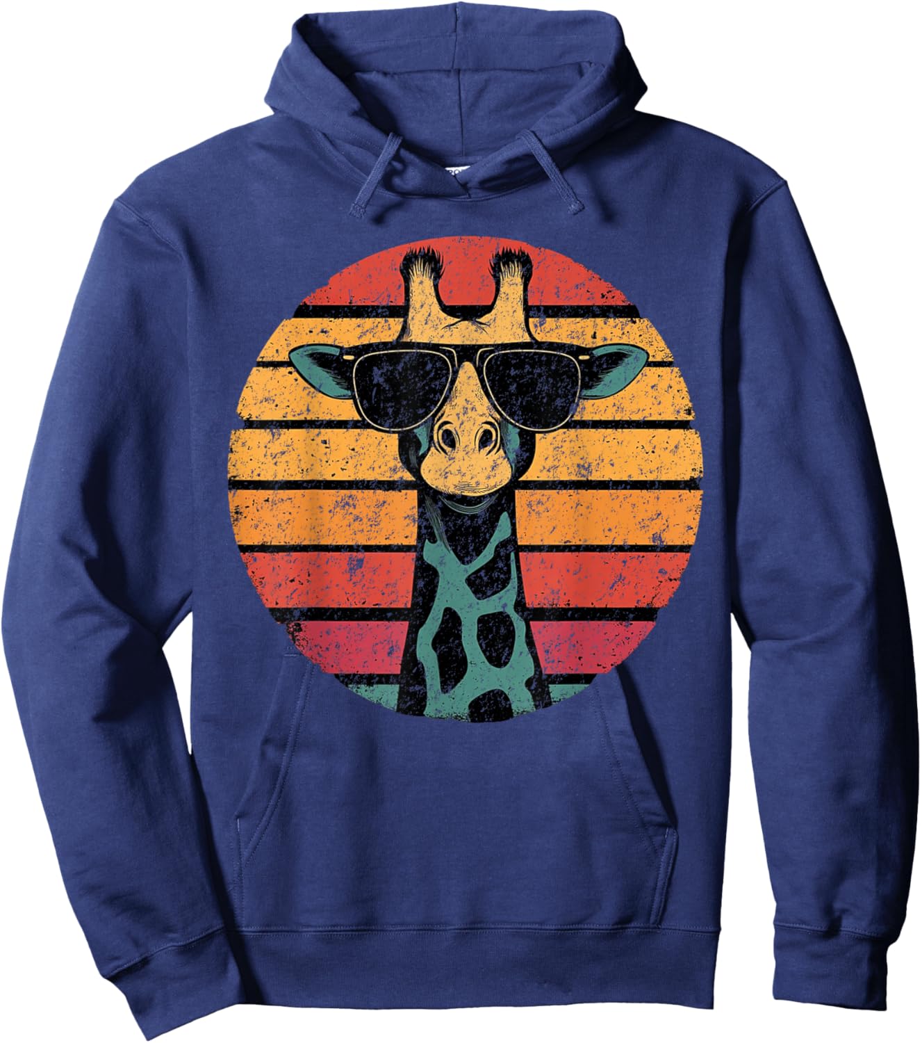Giraffe Vintage Sunglasses Funny Hoodie - Hoodie | Navy