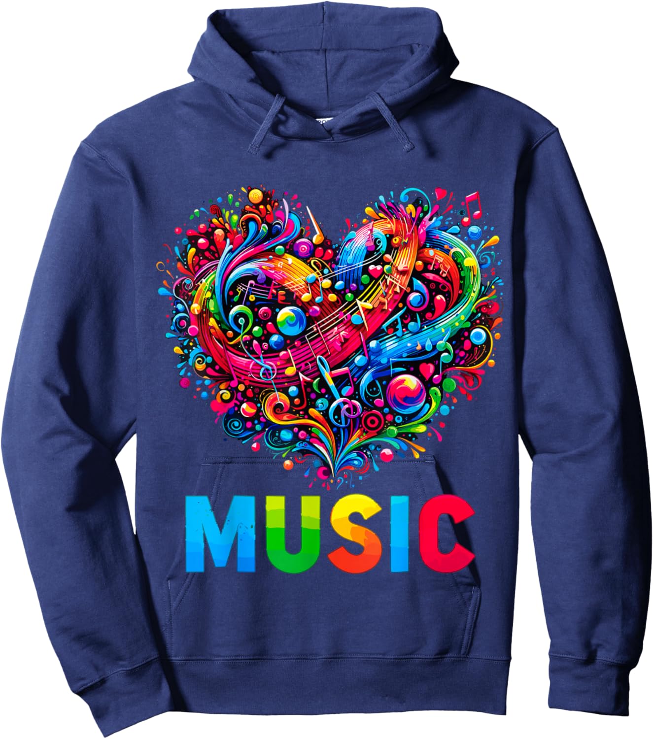 Music Heart Musician Music Notes Instrument Hoodie - Hoodie | Navy