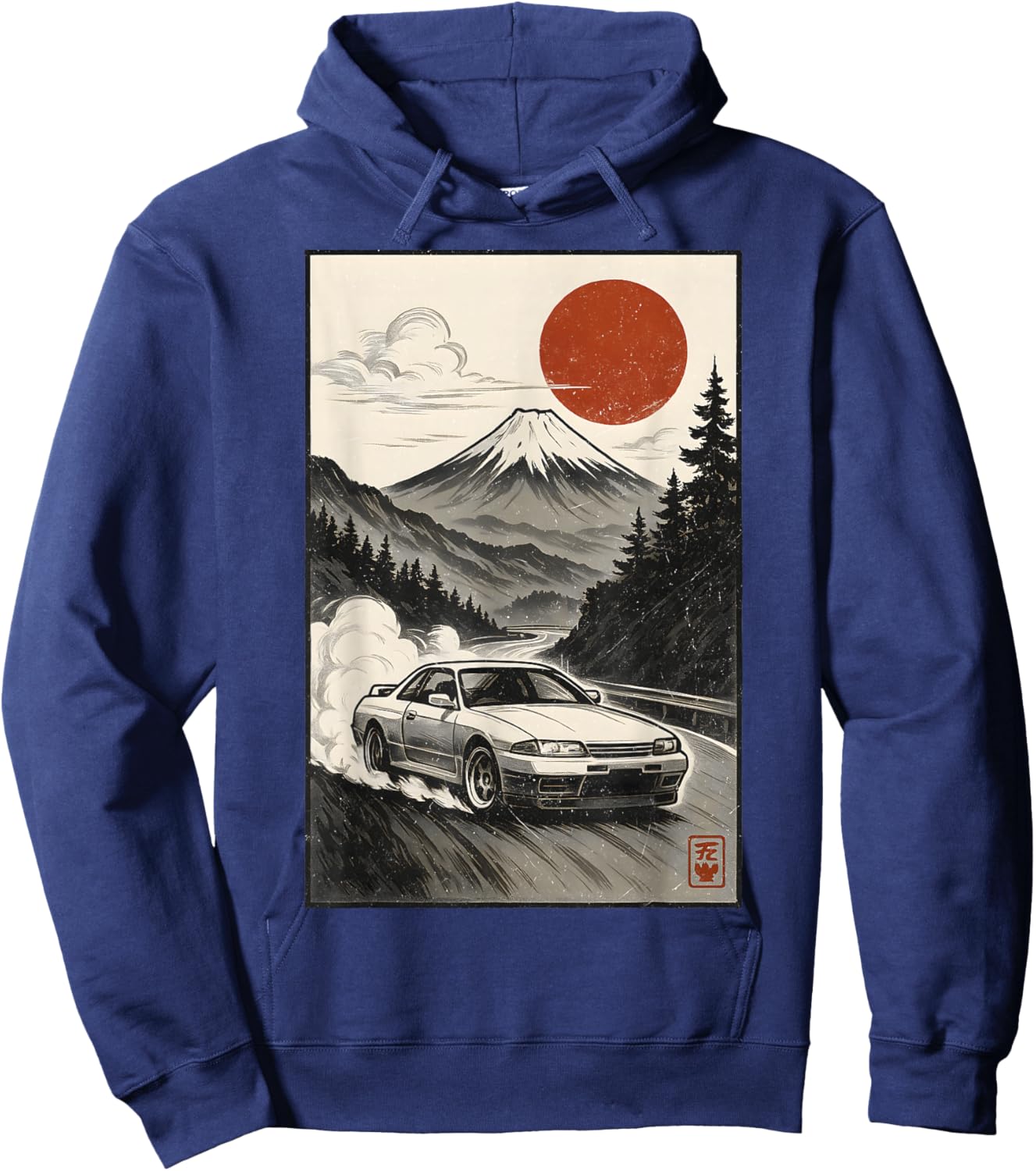Cool Japanese Sport Race car Drifting Graphic Hoodie - Hoodie | Navy
