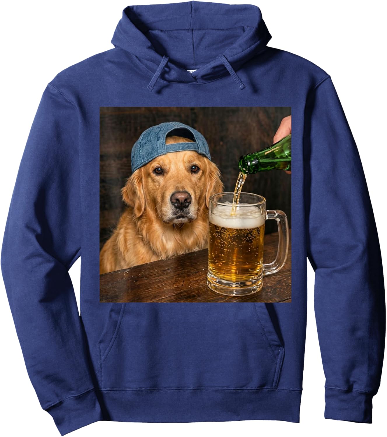 Golden Retriever Drinking Beer Funny Dog Meme Hoodie - Hoodie | Navy