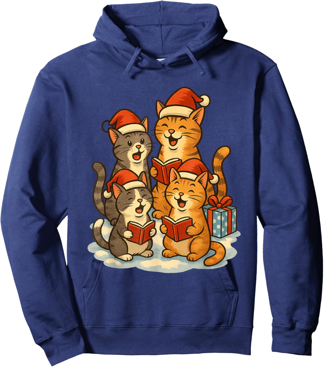 Cats Reading Books Christmas Tree Hoodie - Hoodie | Navy