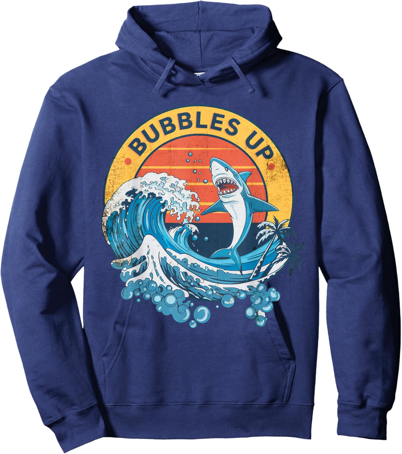 Bubbles Up Vintage Retro Shark Lover Women Hoodie - Hoodie | Navy