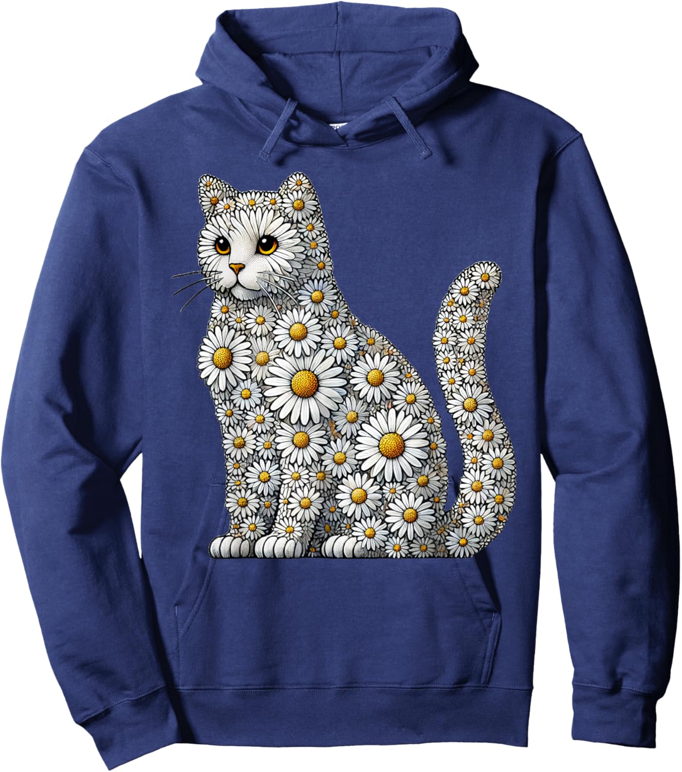 Daisy Cat Flower Gardening Floral Hoodie - Hoodie | Navy