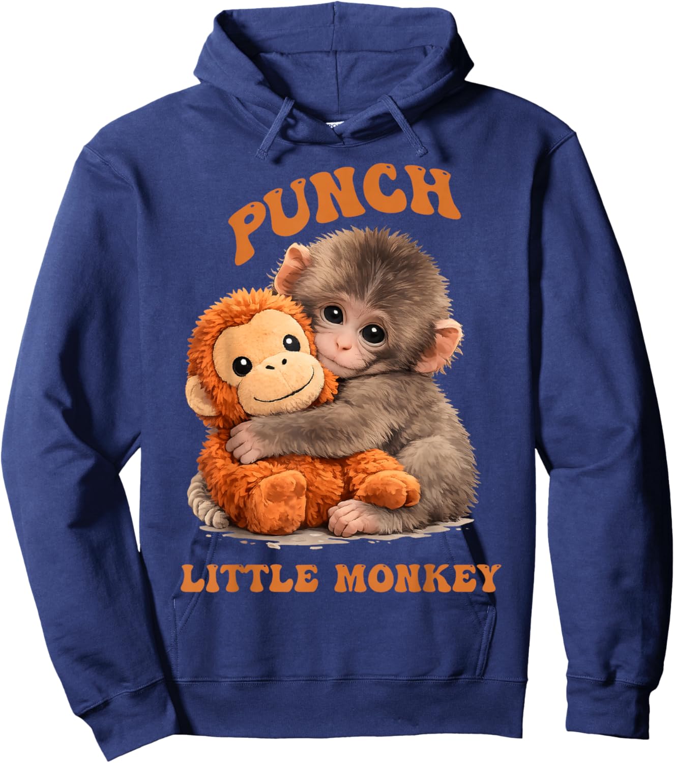 Cute Little Monkey Punch Hoodie - Hoodie | Navy