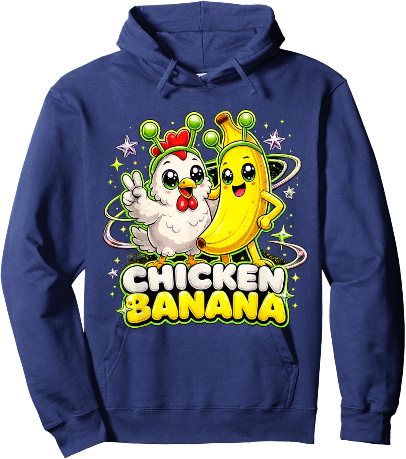 Chicken Banana Y2K Alien Hoodie - Hoodie | Navy