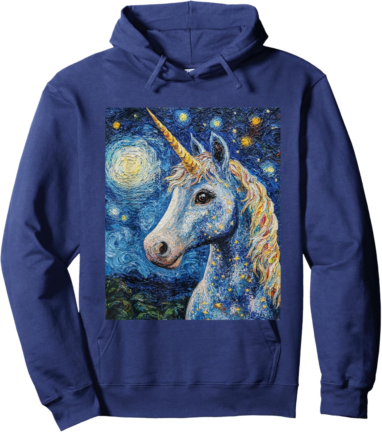Cute Unicorn - Van Gogh Style - Starry Night Hoodie - Hoodie | Navy
