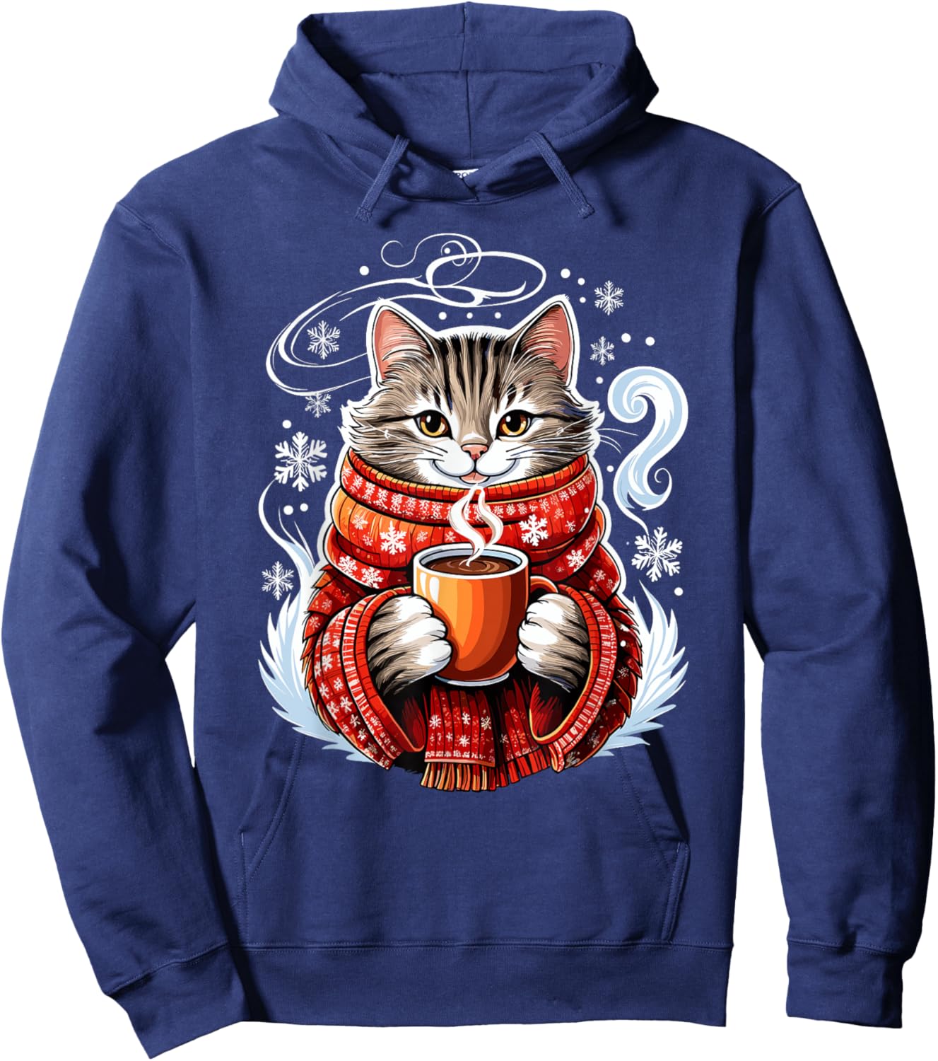 Cozy Cat Fun Winter Design Hoodie - Hoodie | Navy