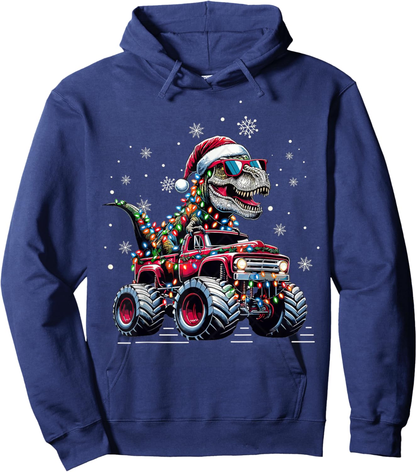 Monster Truck Dinosaur TRex Christmas Boys Kids Hoodie - Hoodie | Navy
