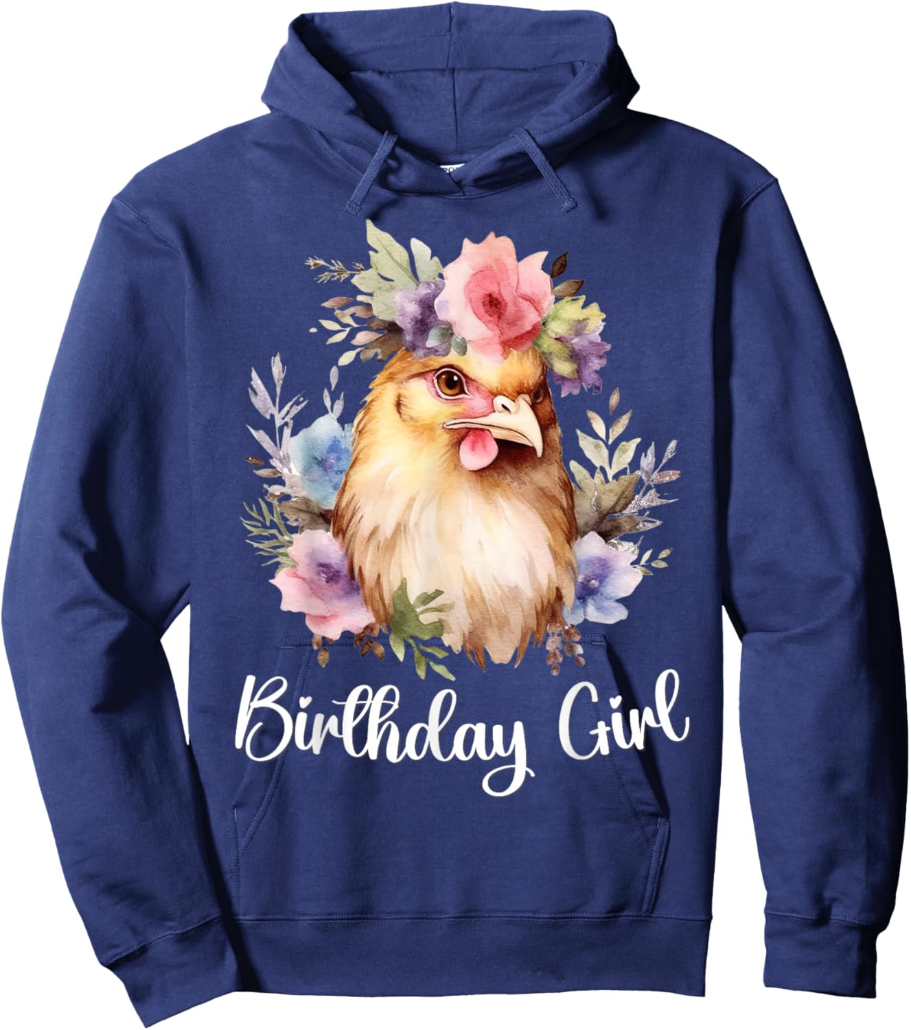 Chicken with Flowers for the Birthday Girl Hoodie - Hoodie | Navy
