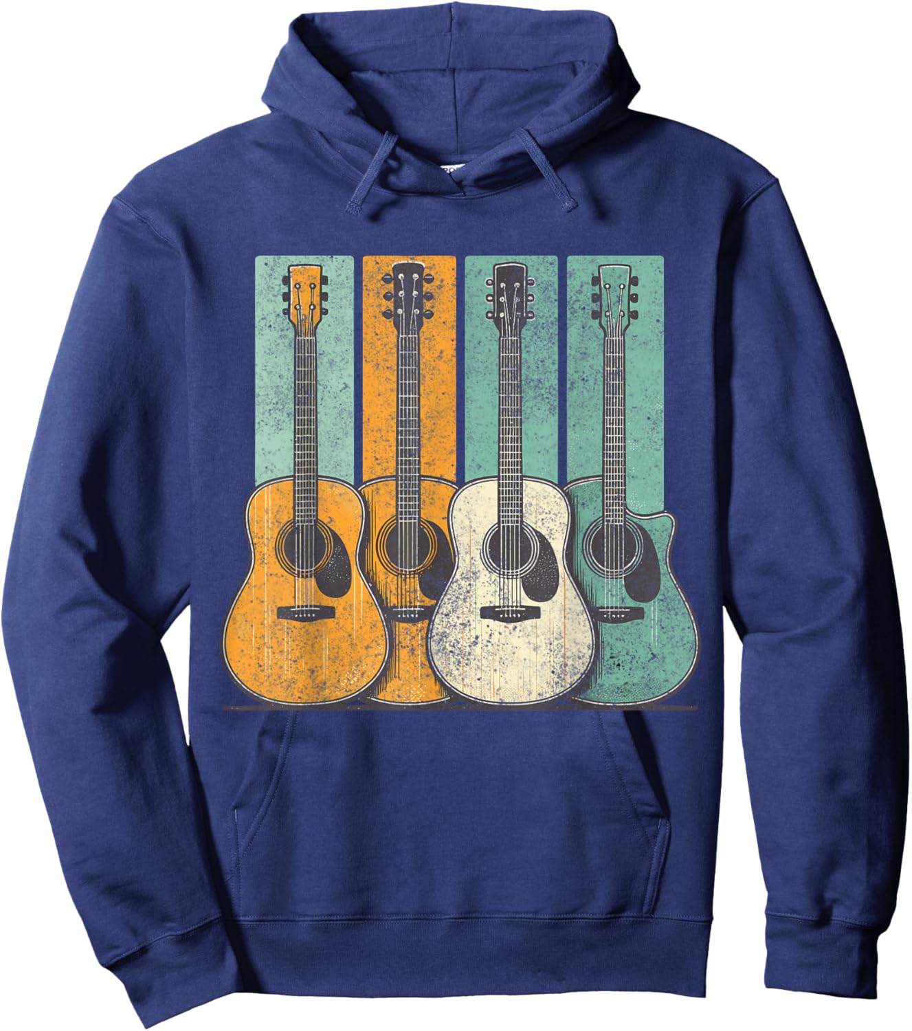 Acoustic Guitar Vintage Guitarist Music Hoodie - Hoodie | Navy