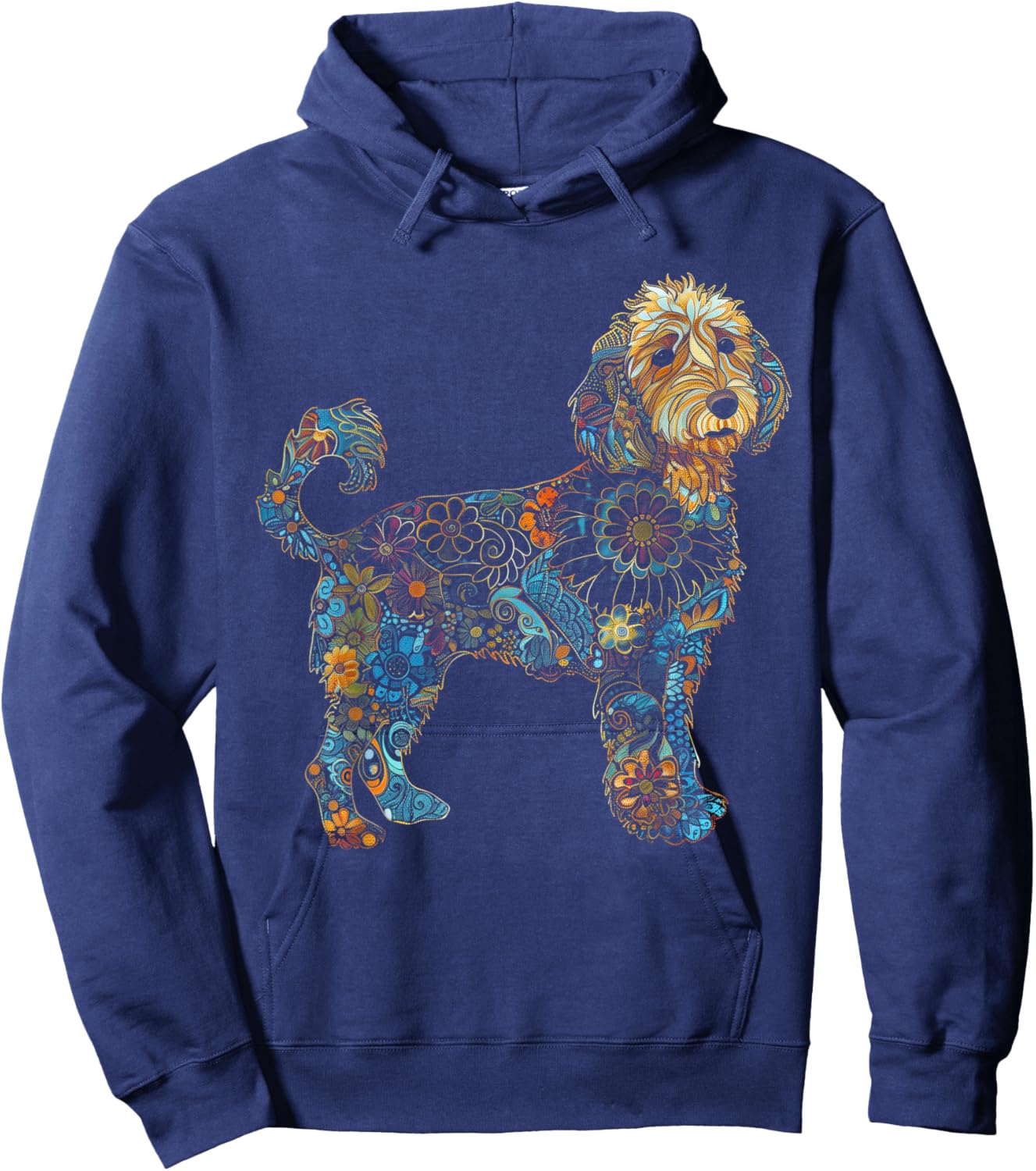 Goldendoodle Dog Vintage Flowers Doodle Mom Hoodie - Hoodie | Navy