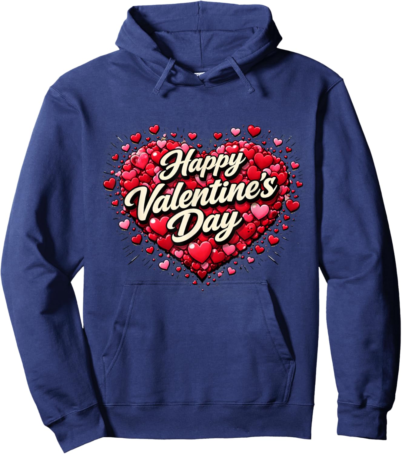 Heart Happy Valentine's Day Love Explosion Hoodie - Hoodie | Navy