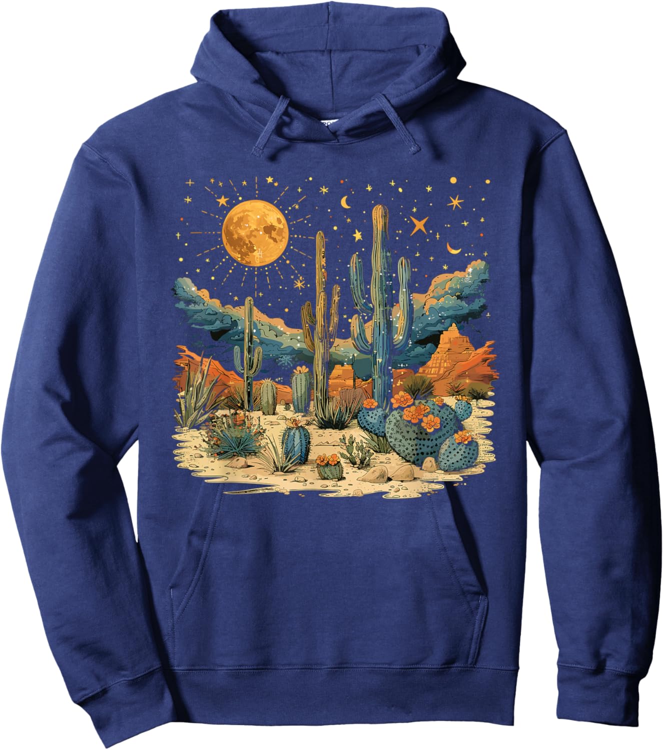 Saguaro Cactus Desert Art Moon Nature Hoodie - Hoodie | Navy